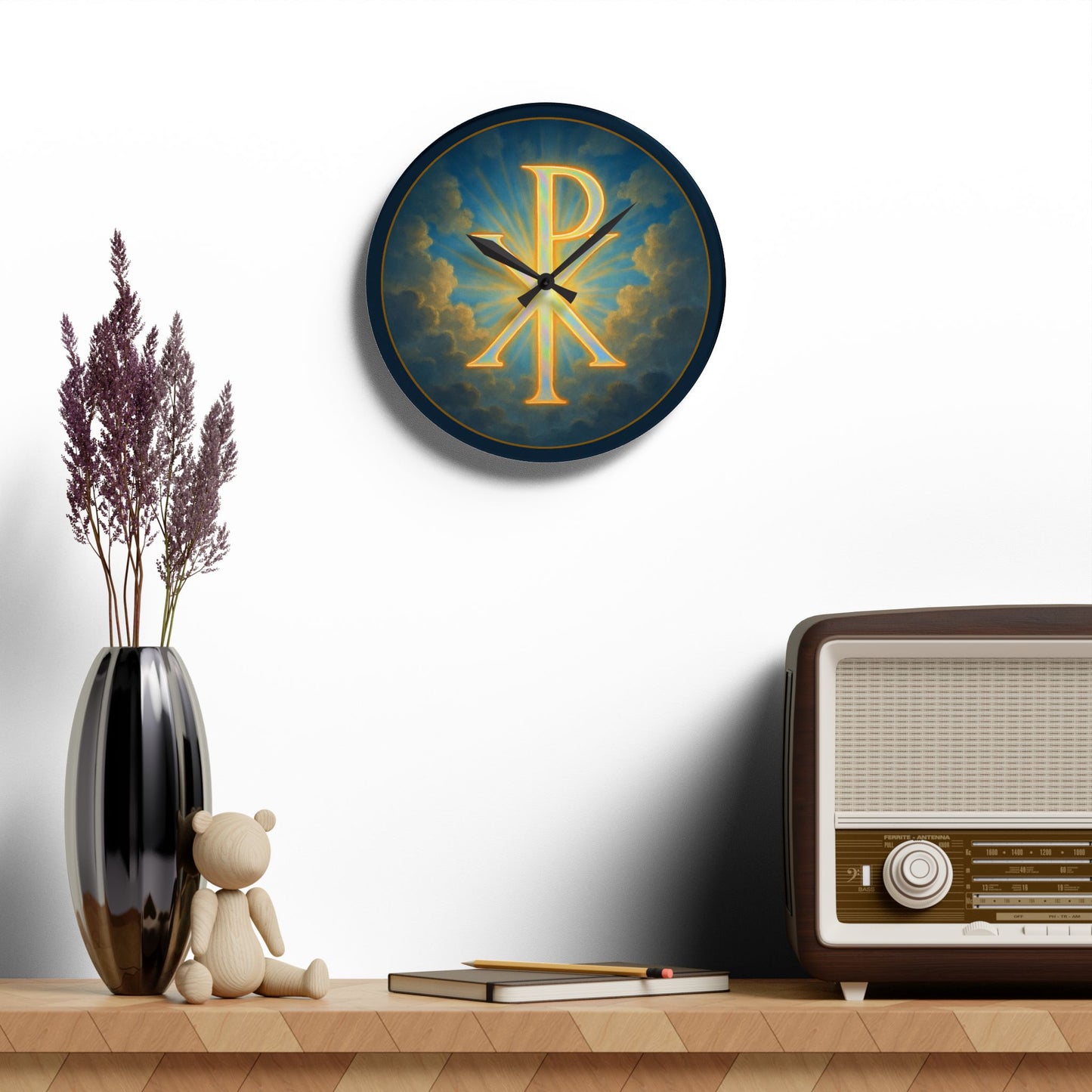 Chi Rho Sky Wall Clock – Timeless Christian Faith Decor