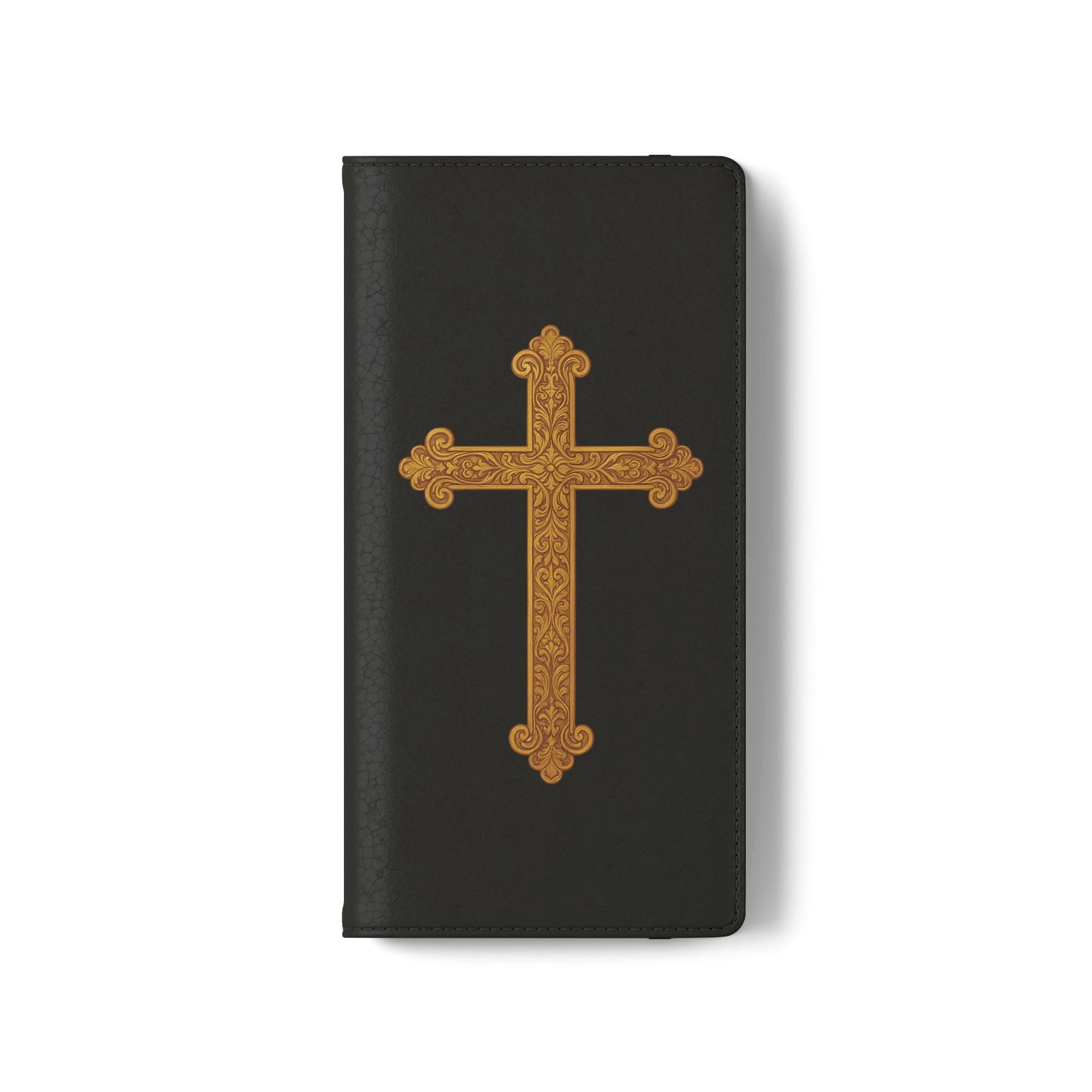 Black with Gold Cross & 1 Corinthians 1:18 - Samsung Flip/Wallet Phone Case