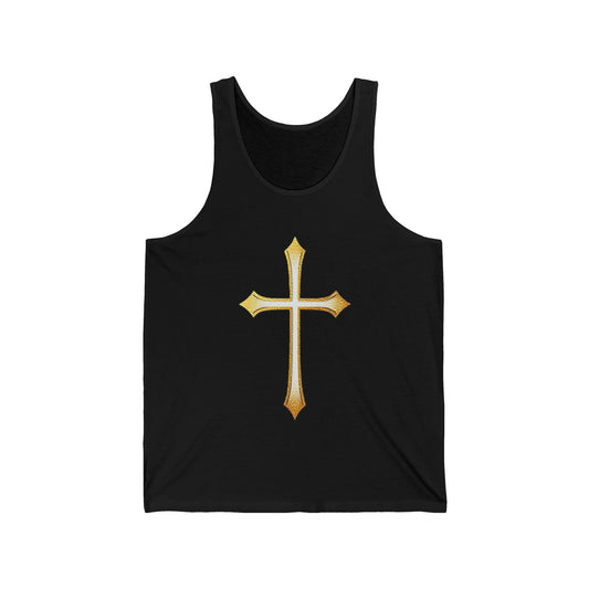 Men’s Gold Cross Tank Top – Bold Christian Faith Apparel