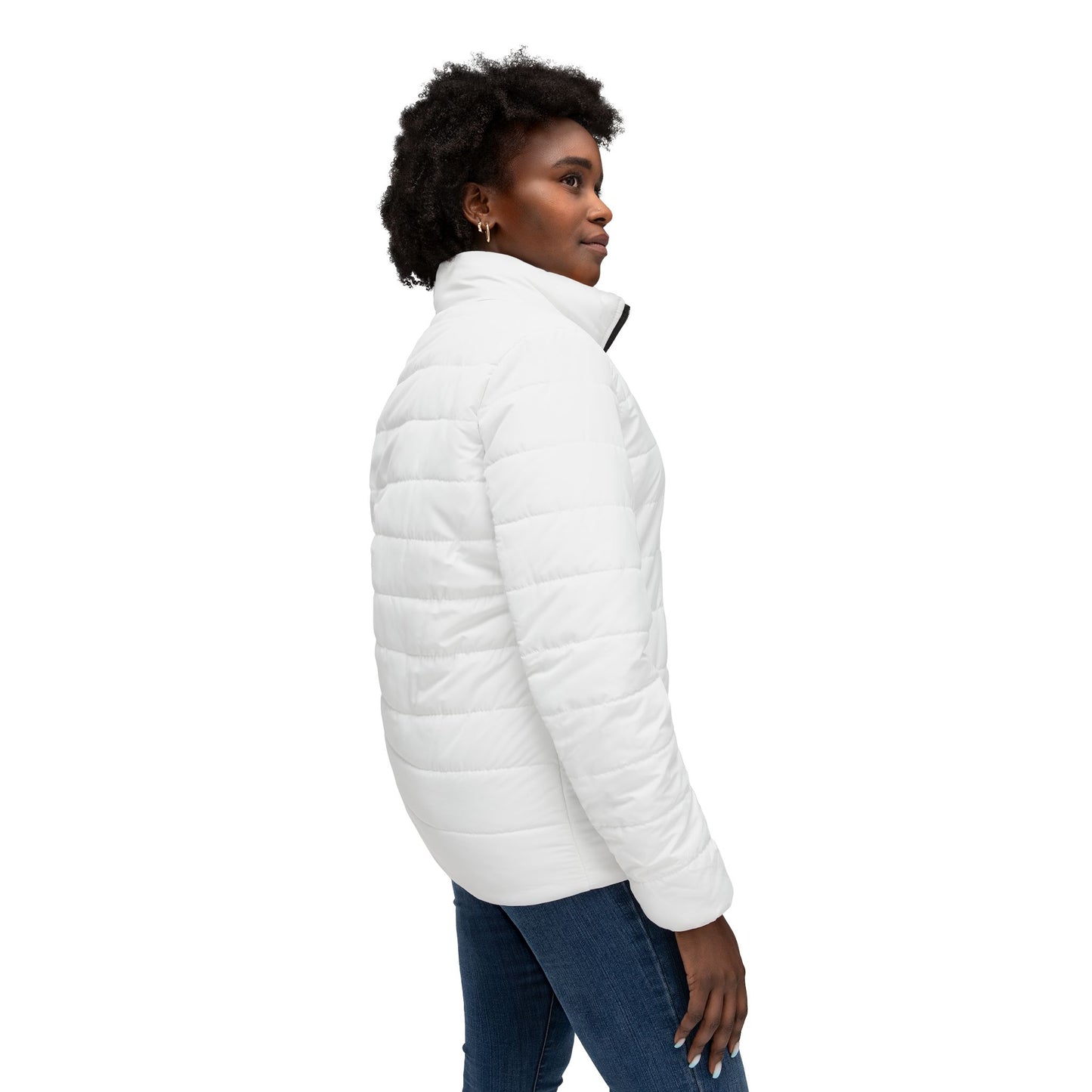 Heralded Faith Women’s Puffer Jacket – Gold Chi Rho Crest