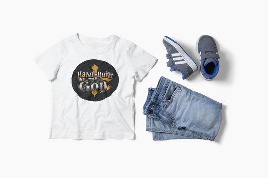 Toddler Boys “Hand Built By God” Christian T-Shirt – Bold Faith Tee for Little Boys