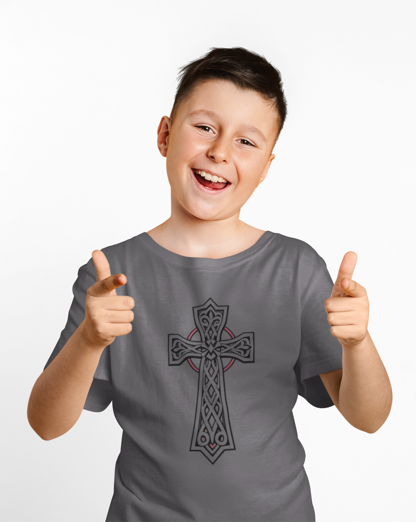 Boys' Heavy Cotton Celtic Cross T-Shirt – Bold Faith & Lasting Strength