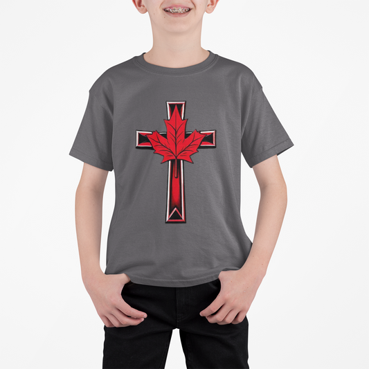 Faith & Freedom Roots – Heavy Cotton Cross & Maple Leaf Tee