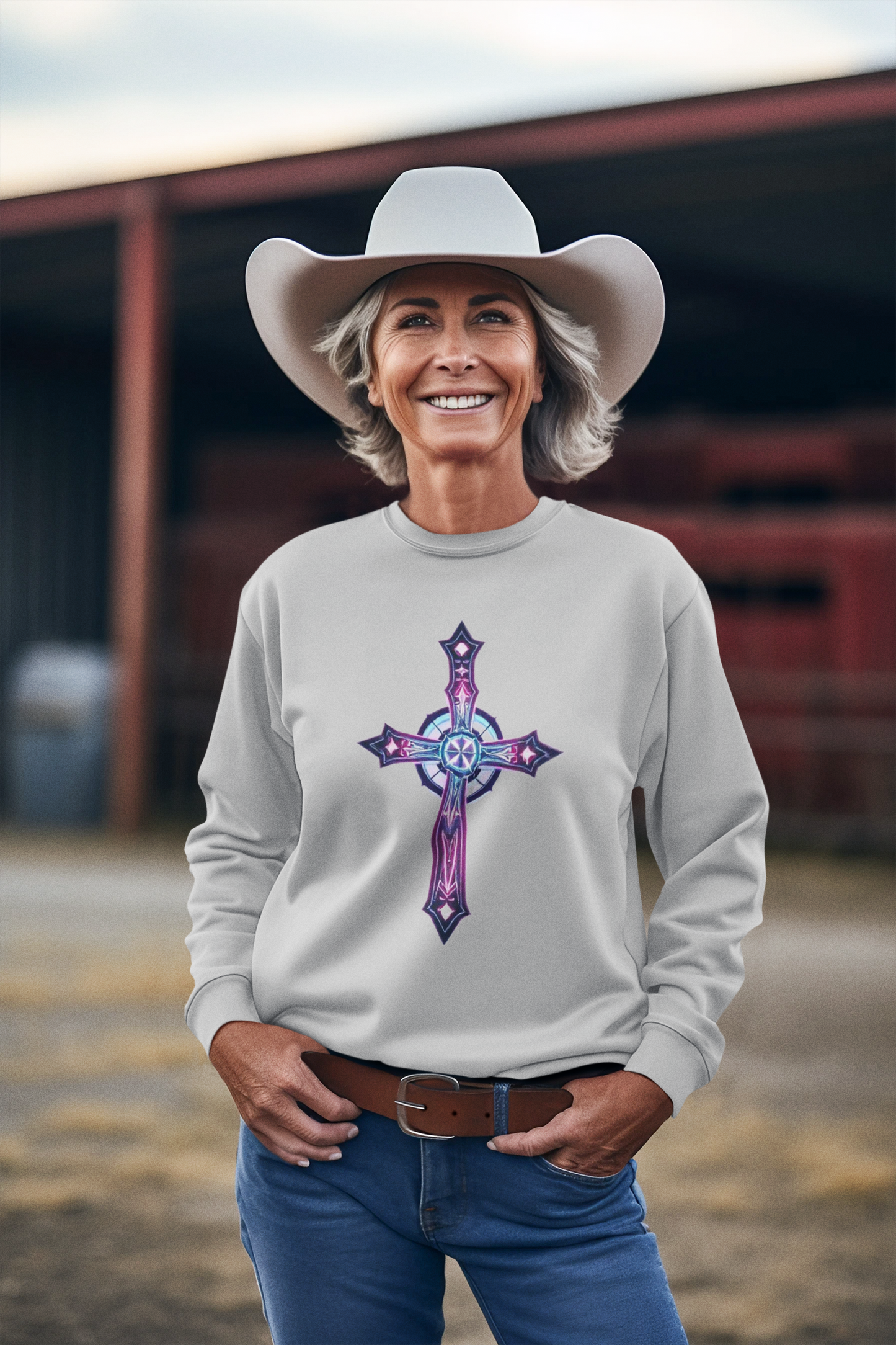 Women’s Modern Cross Sweatshirt – Elegant & Faithful Christian Apparel