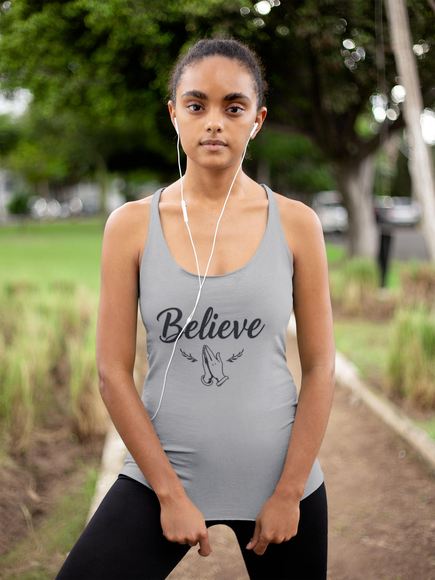 Faith in Motion – Racerback Tank for Women with Romans 10:9