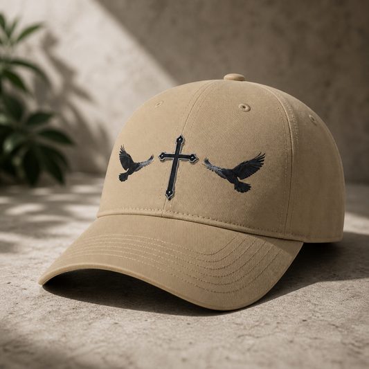 Black Crows & Cross Christian Cap