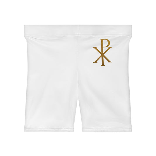 Chi Rho Women’s Biking Christian Shorts – Strength and Victory in Christ