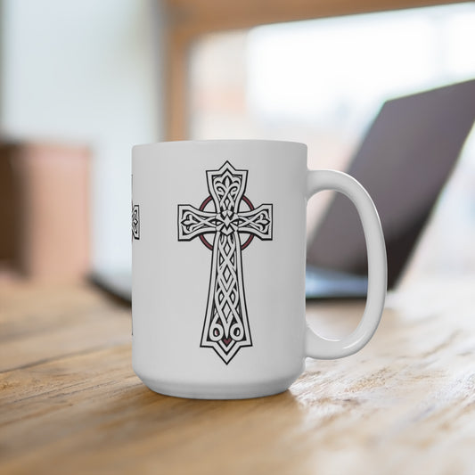 Celtic Cross Christian Coffee Mug – 11oz & 15oz Ceramic Faith Cup