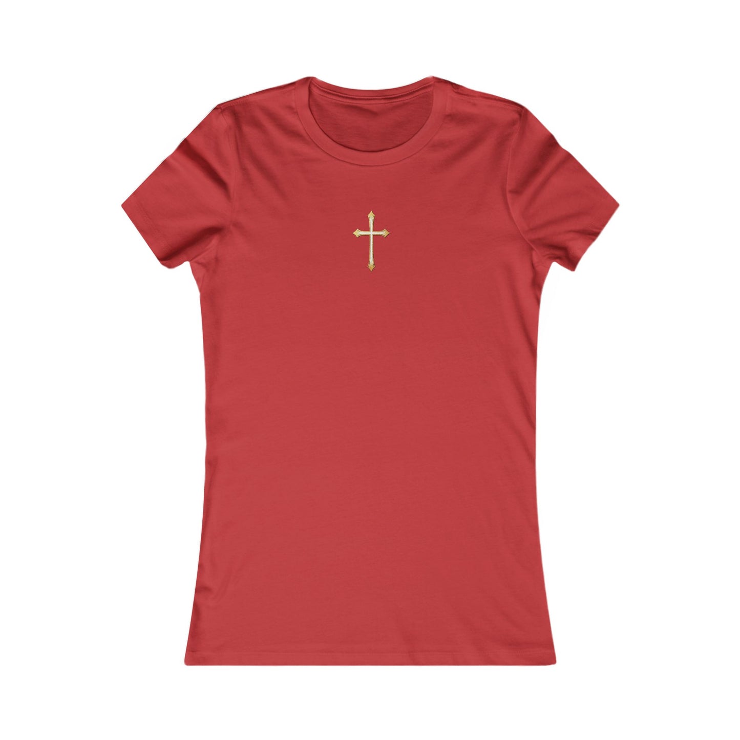 Women’s Gold Cross Pendant-Style Favorite Tee – Elegant Christian Faith Shirt