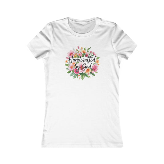 Women’s Christian T-Shirt – Handcrafted by God Floral Design – Everyday Faith Tee