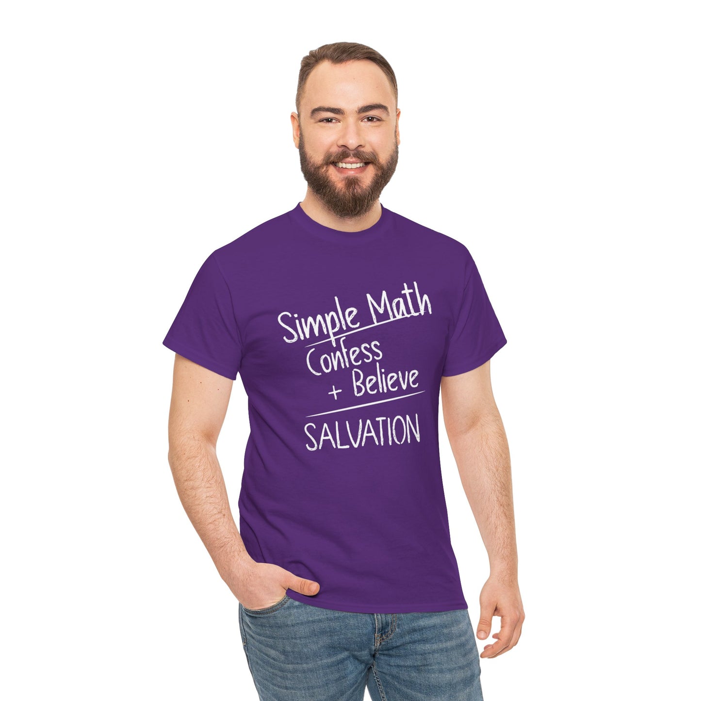 Simple Math of Salvation Men’s T-Shirt – Bold Faith (White Chalk)