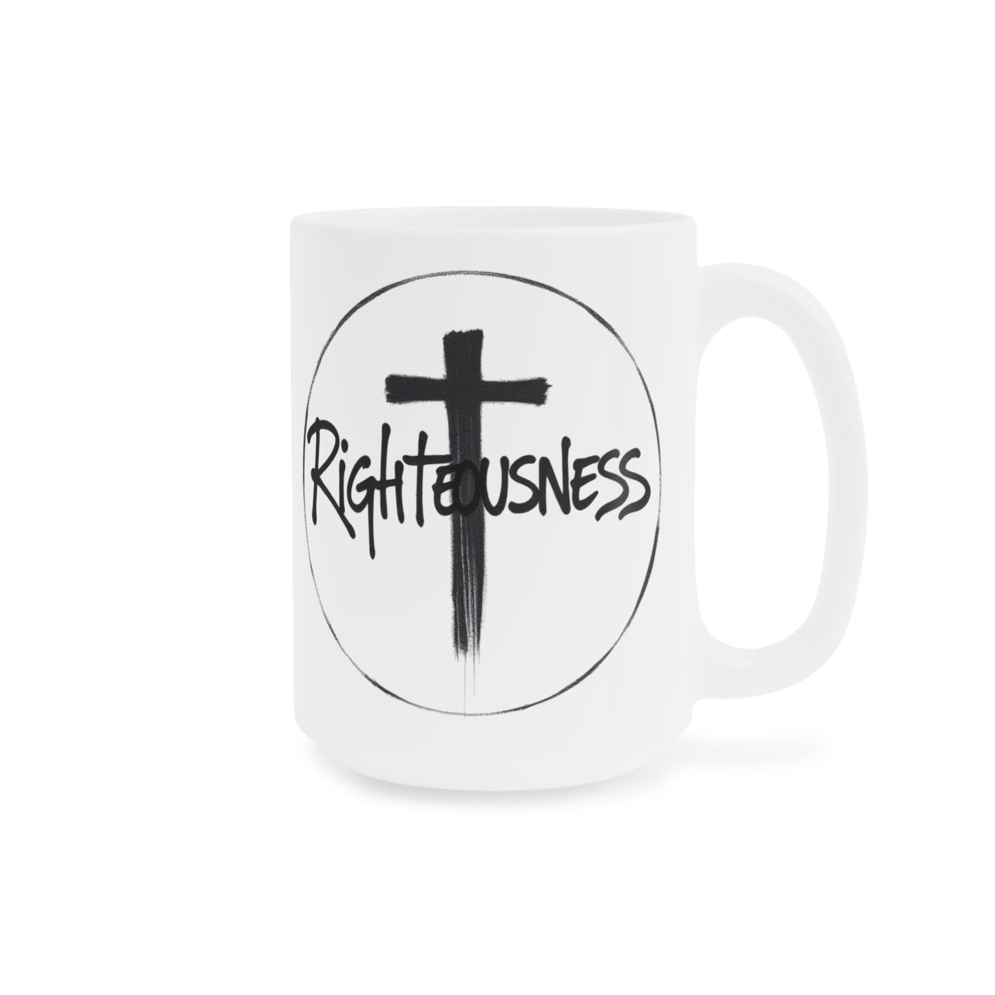 'Righteousness' Christian Cross Mug – 11oz & 15oz Faith & Identity Ceramic Cup
