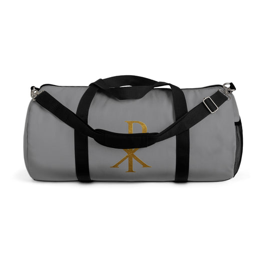 Christ’s Victory Duffle Bag in Grey – Chi Rho Symbol