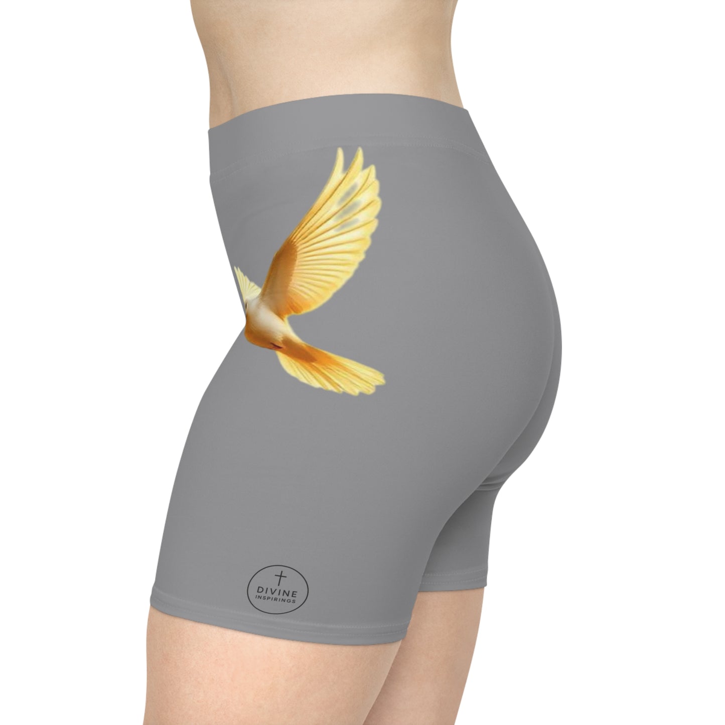 Golden Dove Women’s Biking Shorts in Grey – Spirit of Peace and Power