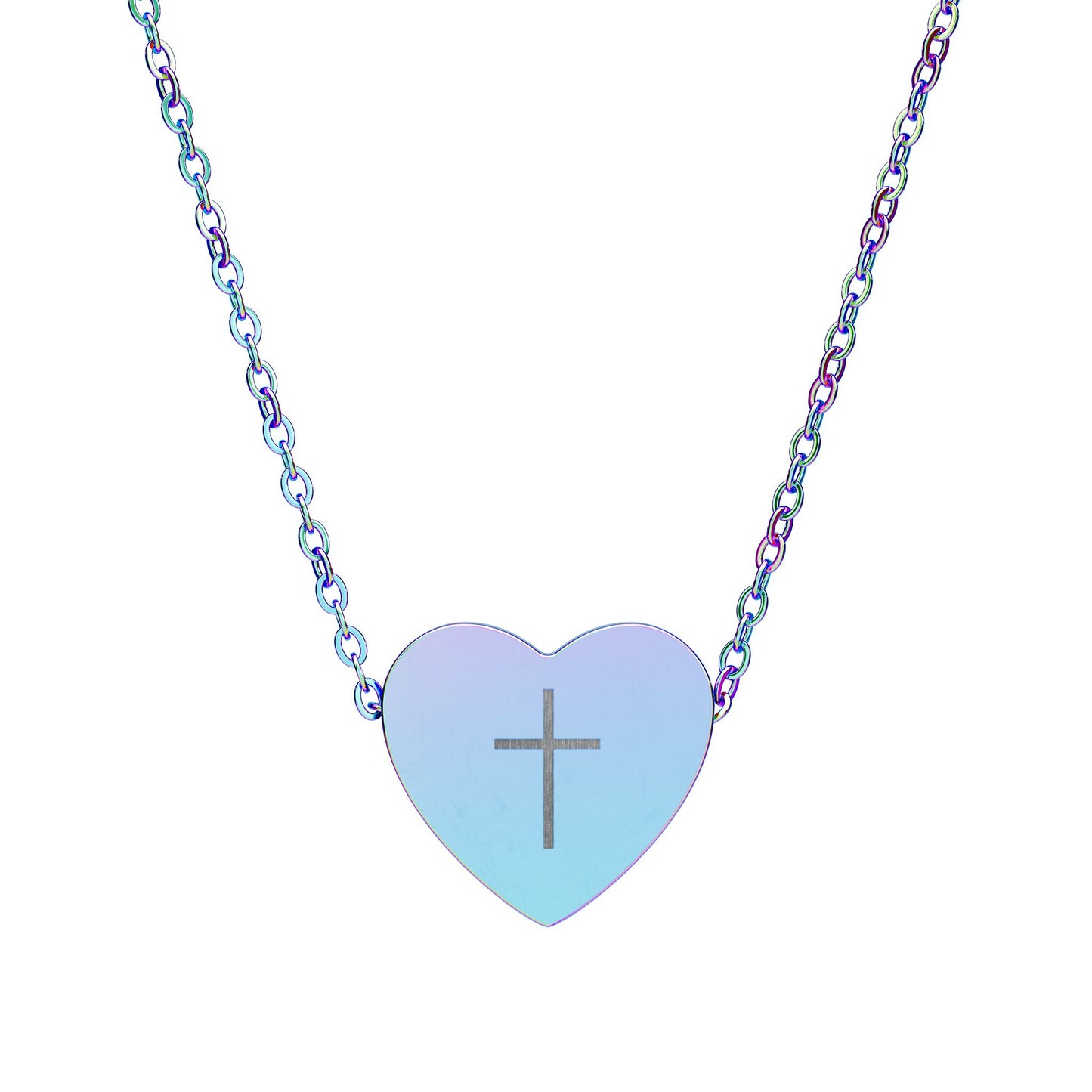 Simple Cross Engraved Heart Necklace – Minimalist Christian Jewelry
