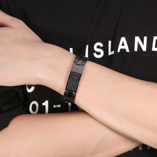 Lord's Prayer Black Stainless Steel Bracelet