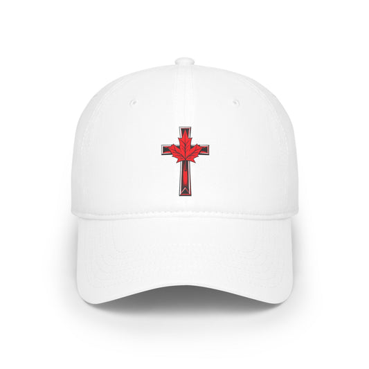 Canadian Cross Low Profile Baseball Cap – Christian Maple Leaf Hat for Faith & Country