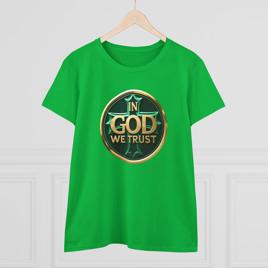 In God We Trust – Bold Gold Cross Women's Tee