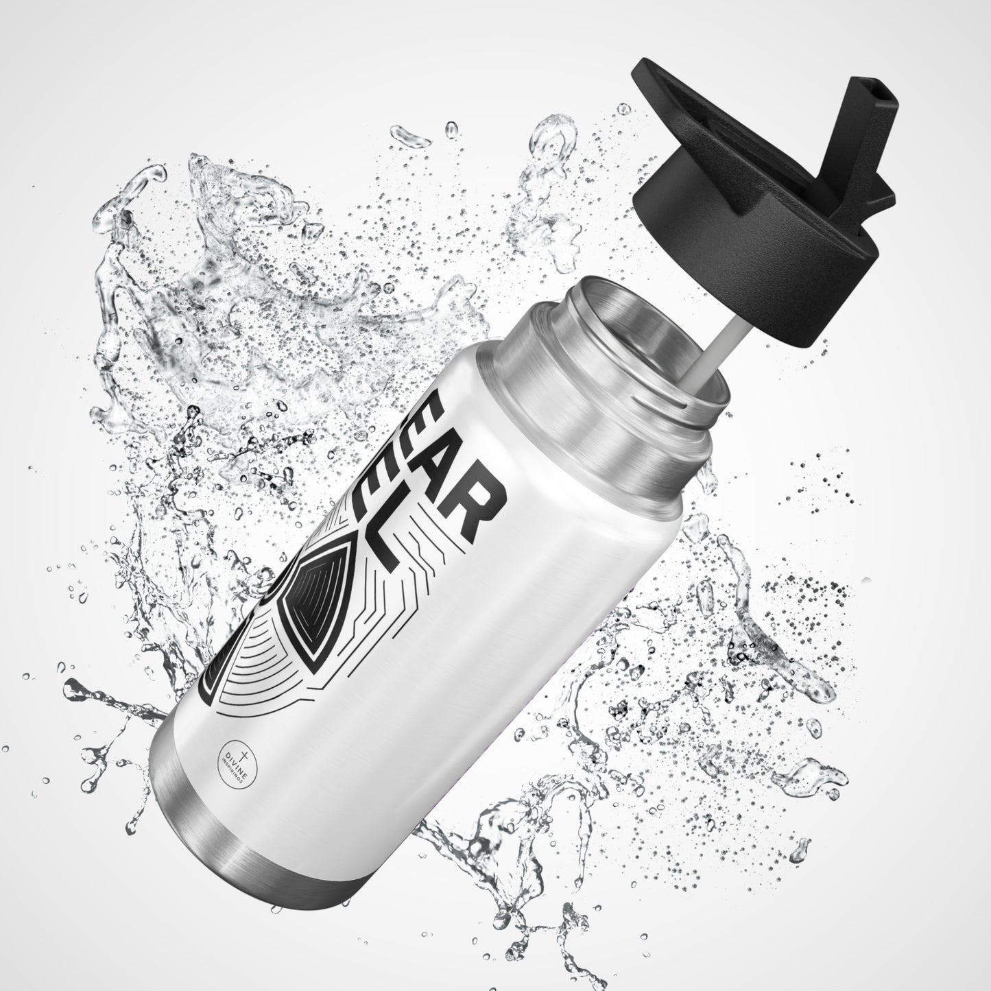 Faith Fueled – Nuclear Energy Stainless Steel Bottle (White)