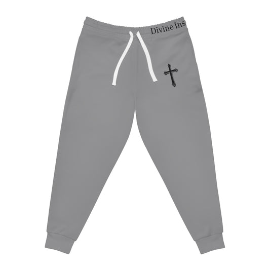 Men’s Black Cross Jogger Pants in Grey – Faith-Inspired Comfort & Everyday Style