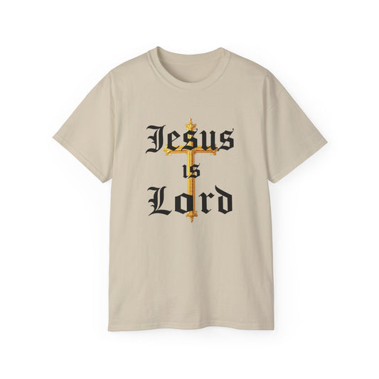 Men’s “Jesus is Lord” Christian T-Shirt with Cross – Bold Faith Statement Tee
