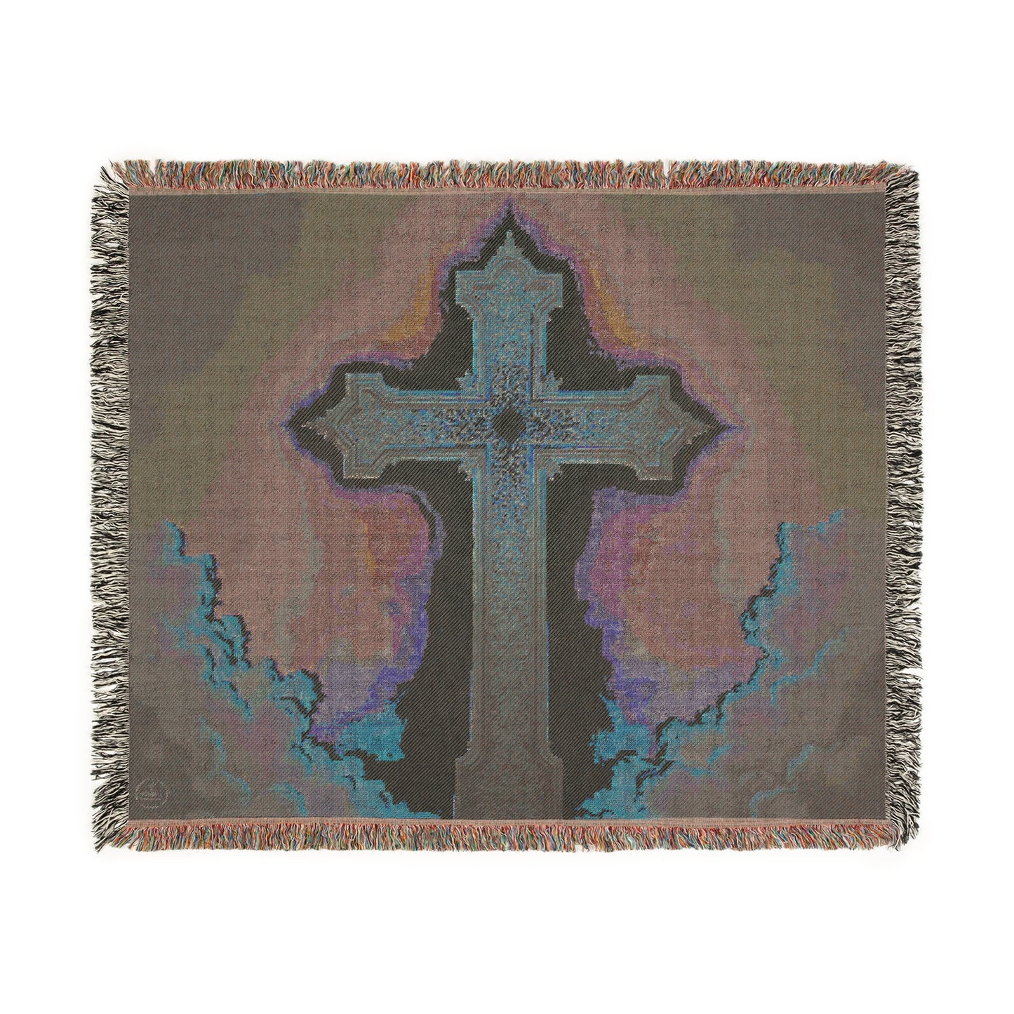Glorious Golden Cross Woven Blanket – Faith-Inspired Home Decor