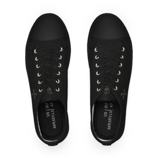Faithful Stride – Men’s Low-Top Canvas Sneakers in Black with Black Cross