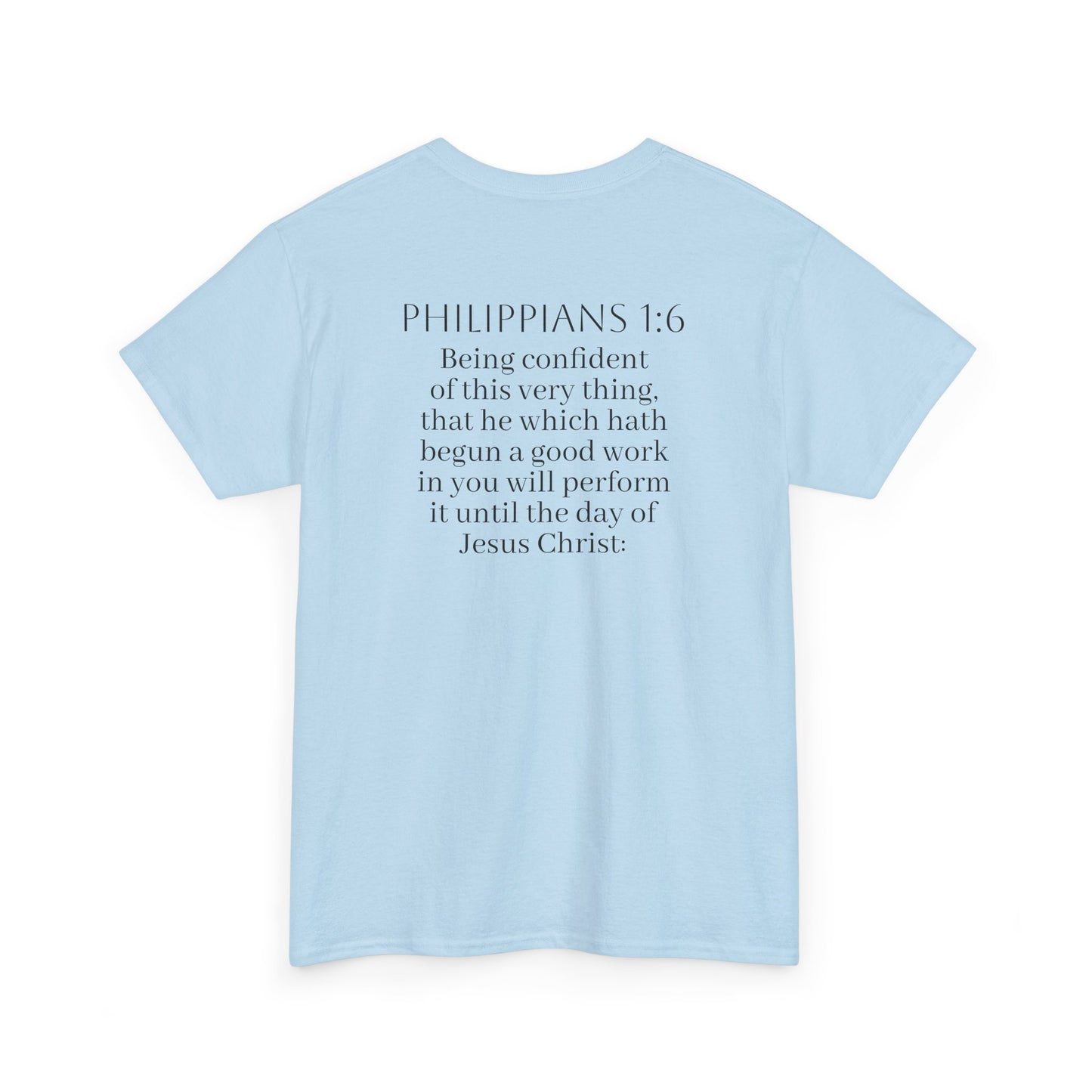 Becoming Men’s Faith Tee – Philippians 1:6 (Dark Lettering)