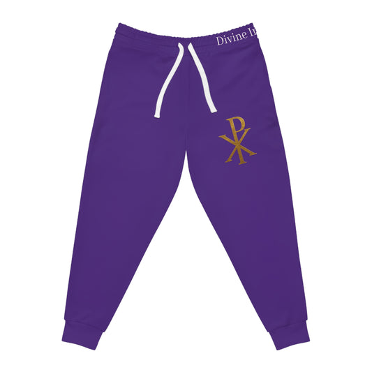 Men’s Chi Rho Jogger Pants in Purple – Comfort with Spiritual Style