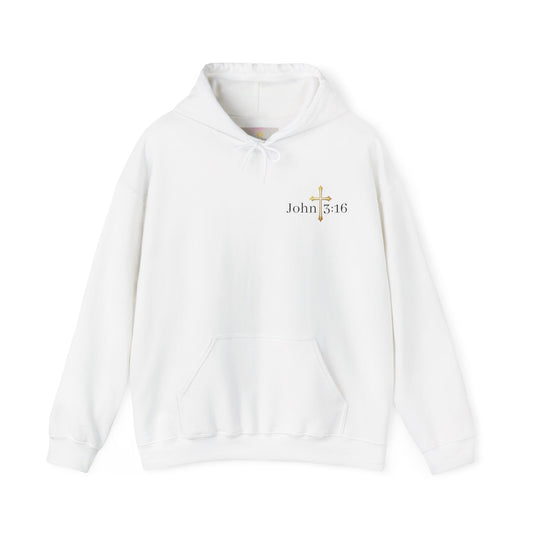 Saved Men’s Hoodie – Christian Faith Hoodie with Cross & John 3:16