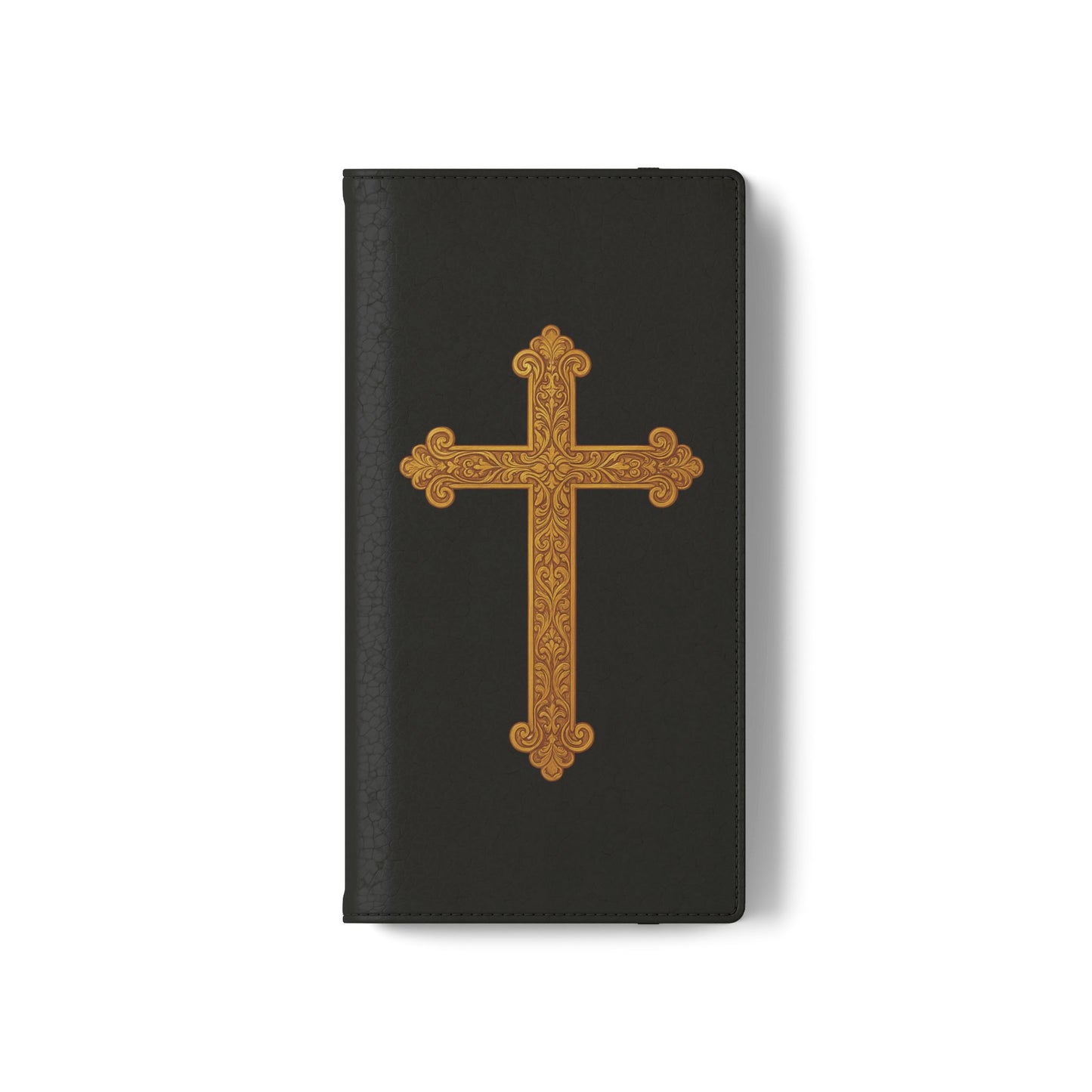 Black with Gold Cross & 1 Corinthians 1:18 - Samsung Flip/Wallet Phone Case