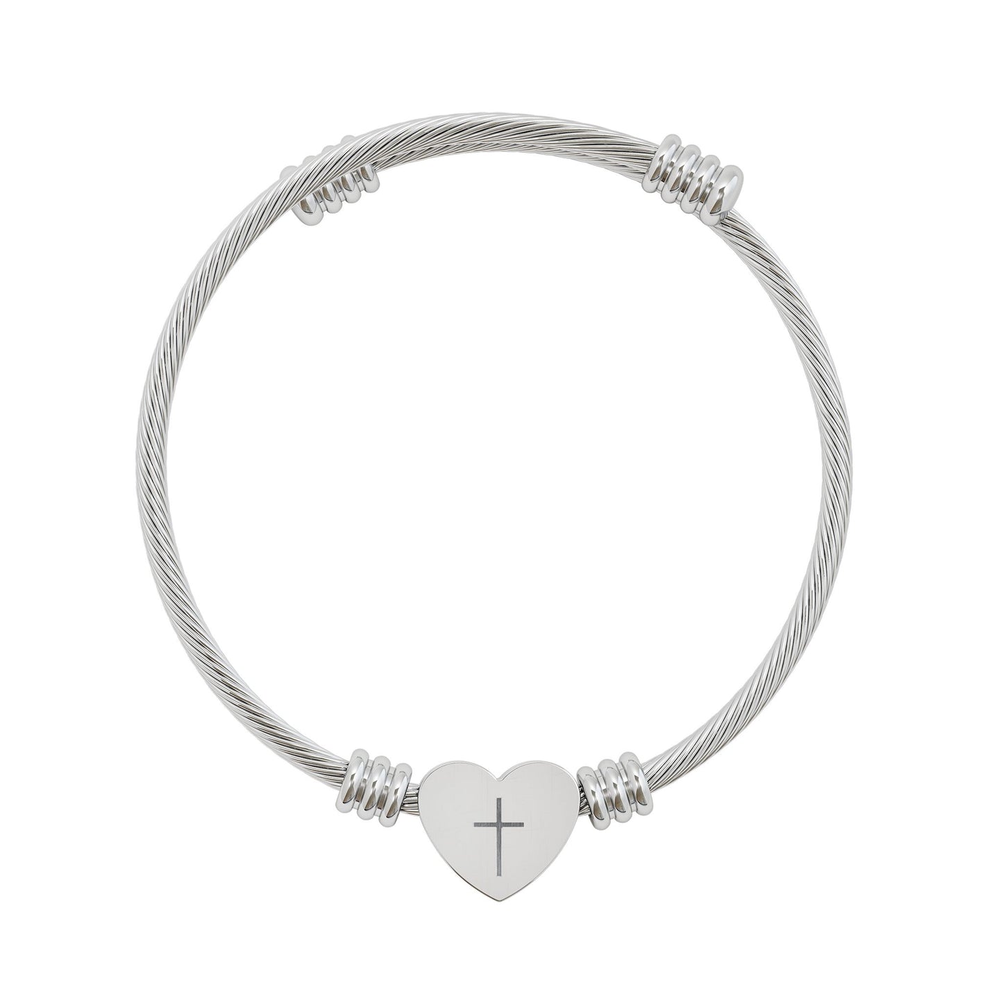 Faithful Heart Cross Cuff Bracelet – Minimalist Christian Jewelry