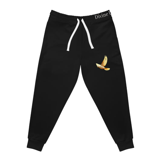 Peaceful Spirit Women's Jogging Pants in Black with Dove in Flight Design