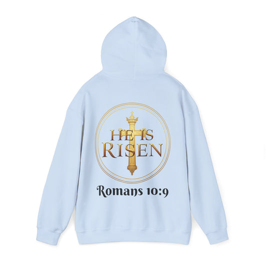 He Is Risen Christian Hoodie – Men’s Bold Faith Streetwear (Dark Lettering)