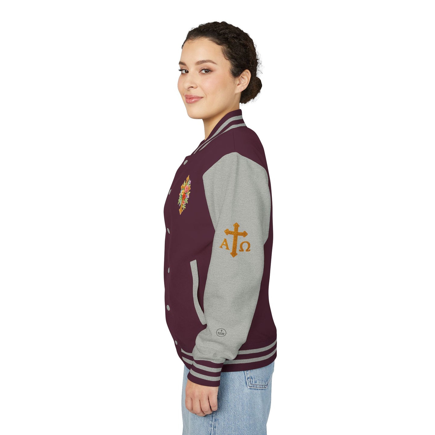 Victory in Christ Women’s Letterman Jacket – Grace in Triumph
