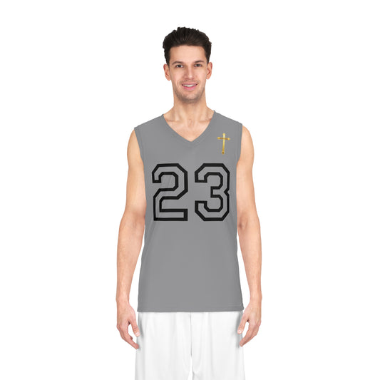 Psalm 23 Men's Basketball Jersey (Grey) – Faith in Every Play