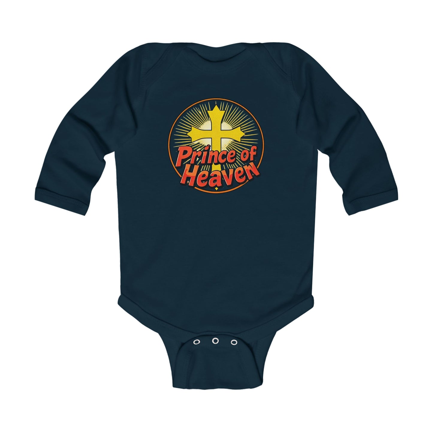 Infant Boys’ “Prince of Heaven” Long Sleeve Christian Onesie – Cozy Faith-Inspired Baby Bodysuit