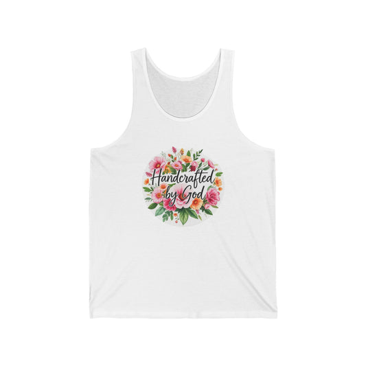 Women’s Christian Tank Top – Handcrafted by God Floral Faith Design