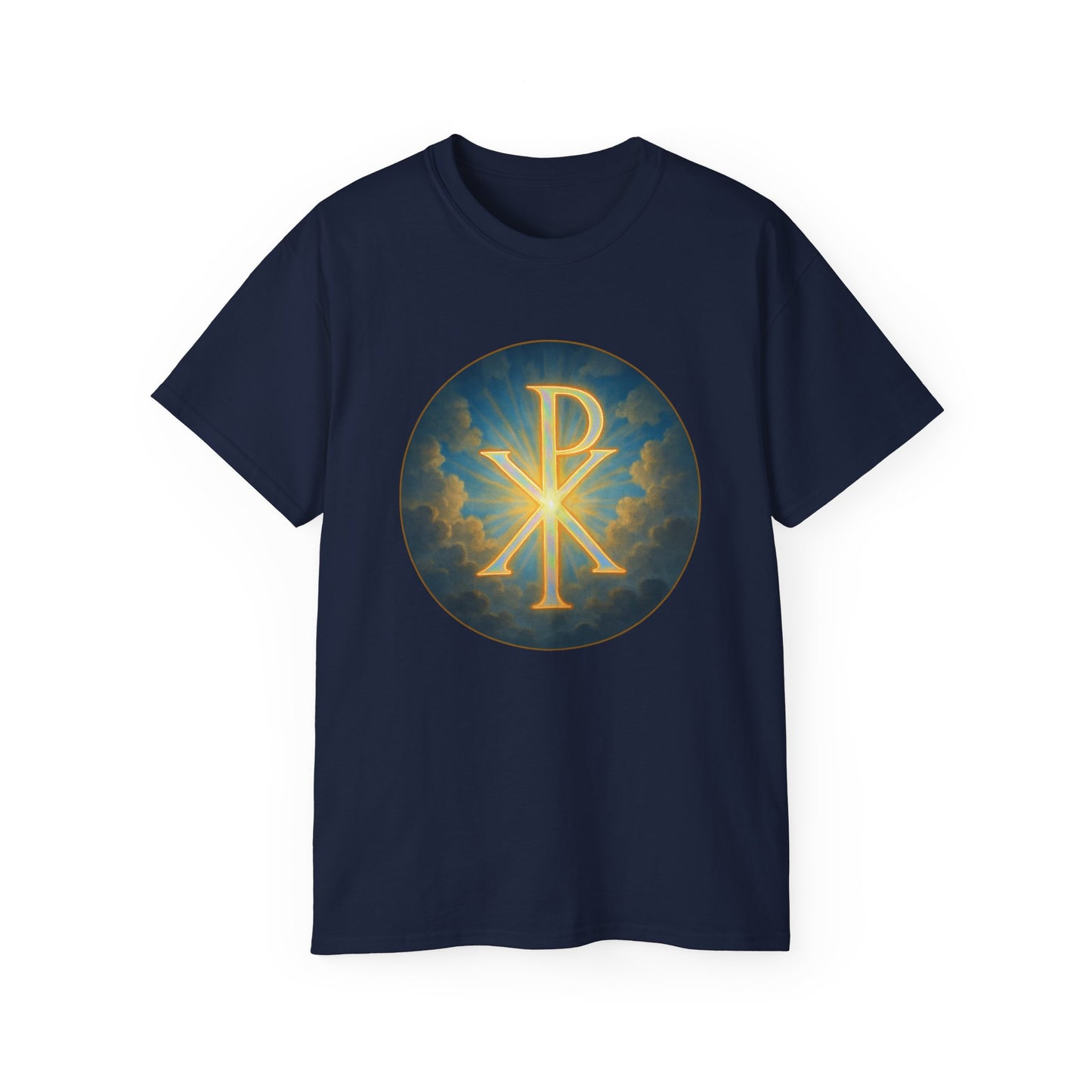 Men’s Christian T-Shirt with Chi Rho – Historic Symbol of Christ Tee