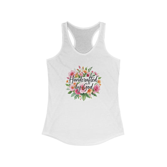 Women’s Christian Racerback Tank – Handcrafted by God Floral Faith Apparel