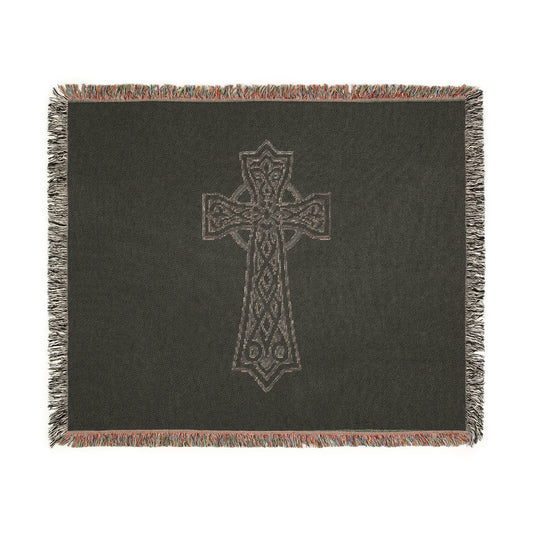 Celtic Cross Faith Blanket – Christian Woven Throw for Home & Prayer Space