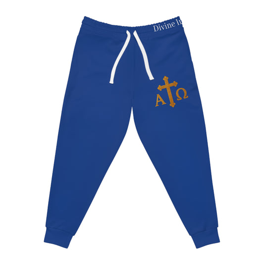 Men’s Alpha & Omega Jogger Pants in Blue – Comfortable Faith-Inspired Style