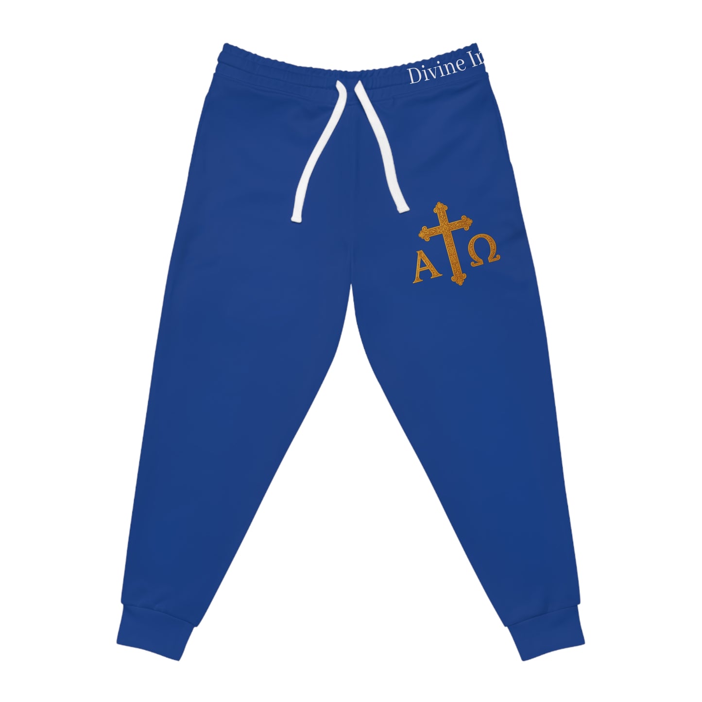 Men’s Alpha & Omega Jogger Pants in Blue – Comfortable Faith-Inspired Style