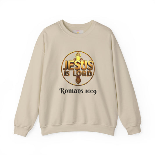 Romans 10:9 Christian Sweater – Jesus Is Lord & He Is Risen (Dark Lettering)