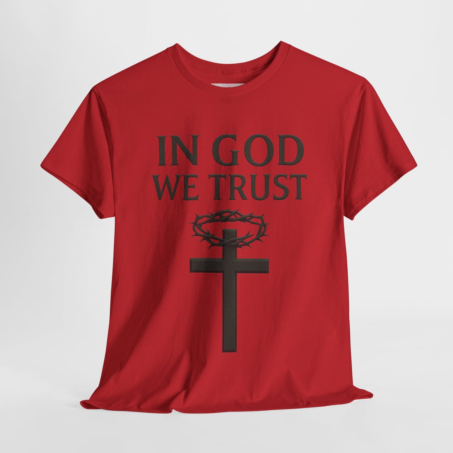 In God We Trust – Men’s Christian Tee with Cross & Crown of Thorns