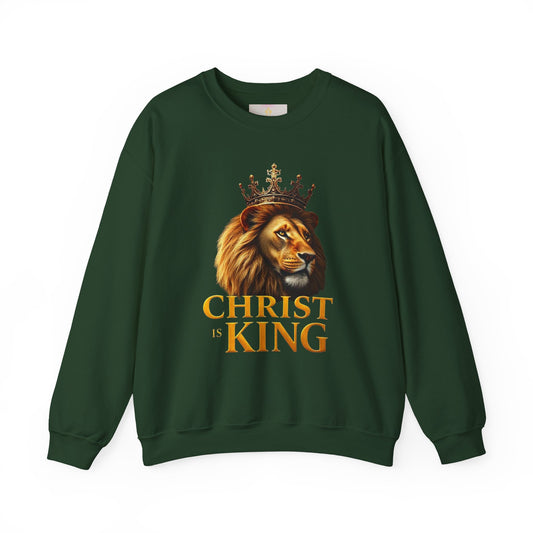 Christ is King – Women’s Christian Sweatshirt with Crowned Lion & Cross