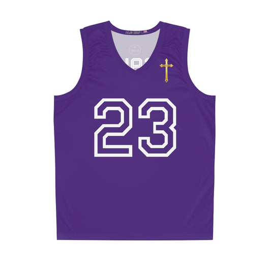 Psalm 23 Men's Basketball Jersey (Purple) – Faith in Every Play