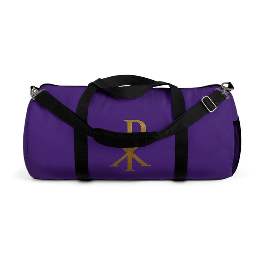 Christ’s Victory Duffle Bag in Purple – Chi Rho Symbol