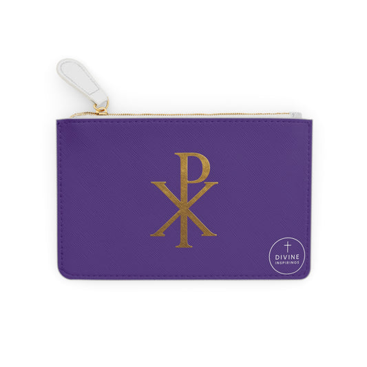 “Divine Seal” | Women’s Mini Clutch in Purple – Gold Chi Rho Elegance