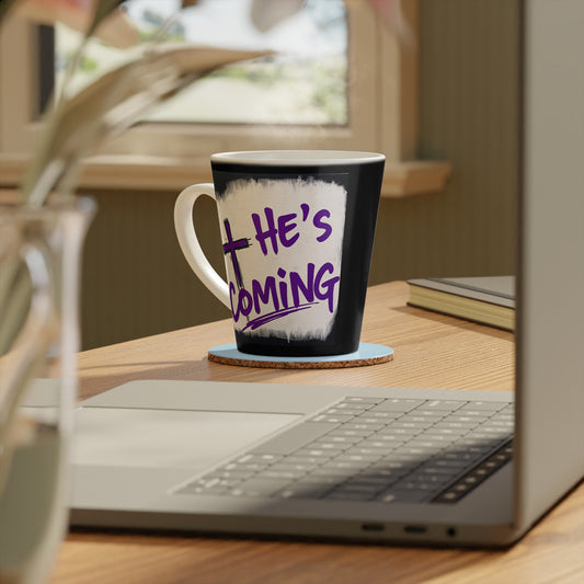He's Coming Latte Mug – Cross Design & Bold End Times Message